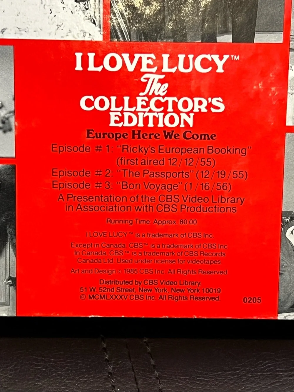5/$20 I Love Lucy VHS 1985 Collector’s Edition Europe Here We Come CBS Video - Picture 7 of 7